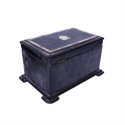 Black lacquered tea caddy with mother of pearl inlay, together with another box with mother of pearl inlay