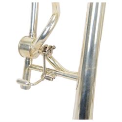 Besson Sovereign silver plated tenor trombone, with Hagmann free-flow valve, in original fitted case