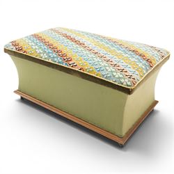 Victorian Ottoman with tapestry cover, with multicoloured geometric needlepoint cover, hin...