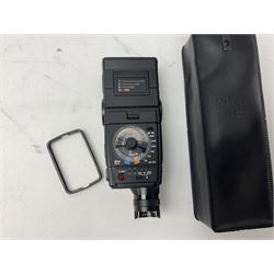 Nikon F3 SLR camera, serial number 1583609; Nikon 50mm 1:1.8 lens; Nikon 28-85mm 1:3.5-4.5 zoom lens; Vivitar MC 2X-3 Tele Converter, and a Nikon Speedlight SB-16 flash