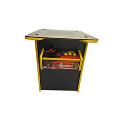 Contemporary arcade table, programmed with vintage arcade games including, Space Invaders, Pac-Man, Donkey Kong etc.