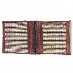 Persian Turkoman double saddlebag, north eastern region, with horizontal bands of multicol...