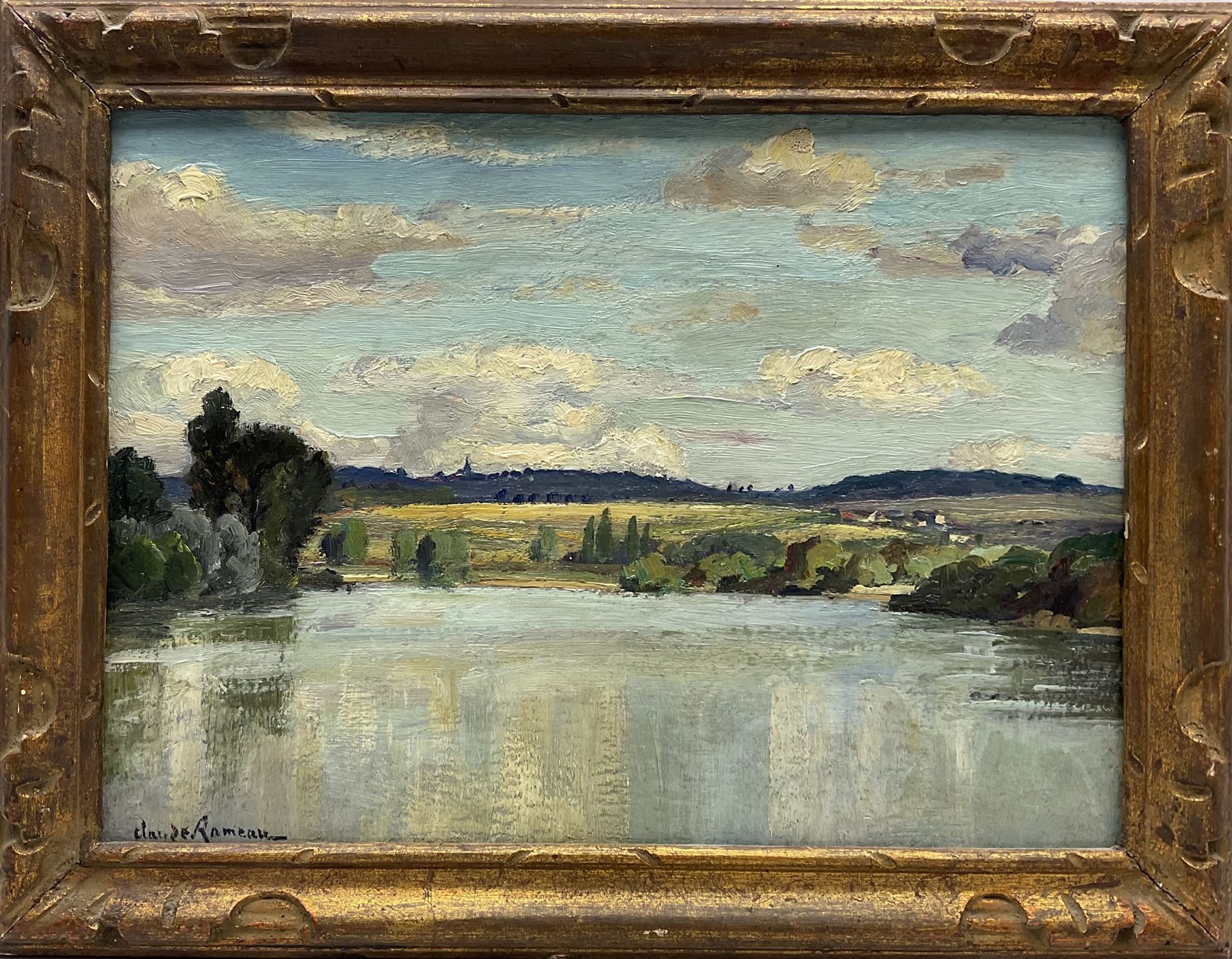 Claude Rameau (French 1876-1955): 'Bord de Loire Pouilly', oil on board signed, titled verso 23cm x 32cm