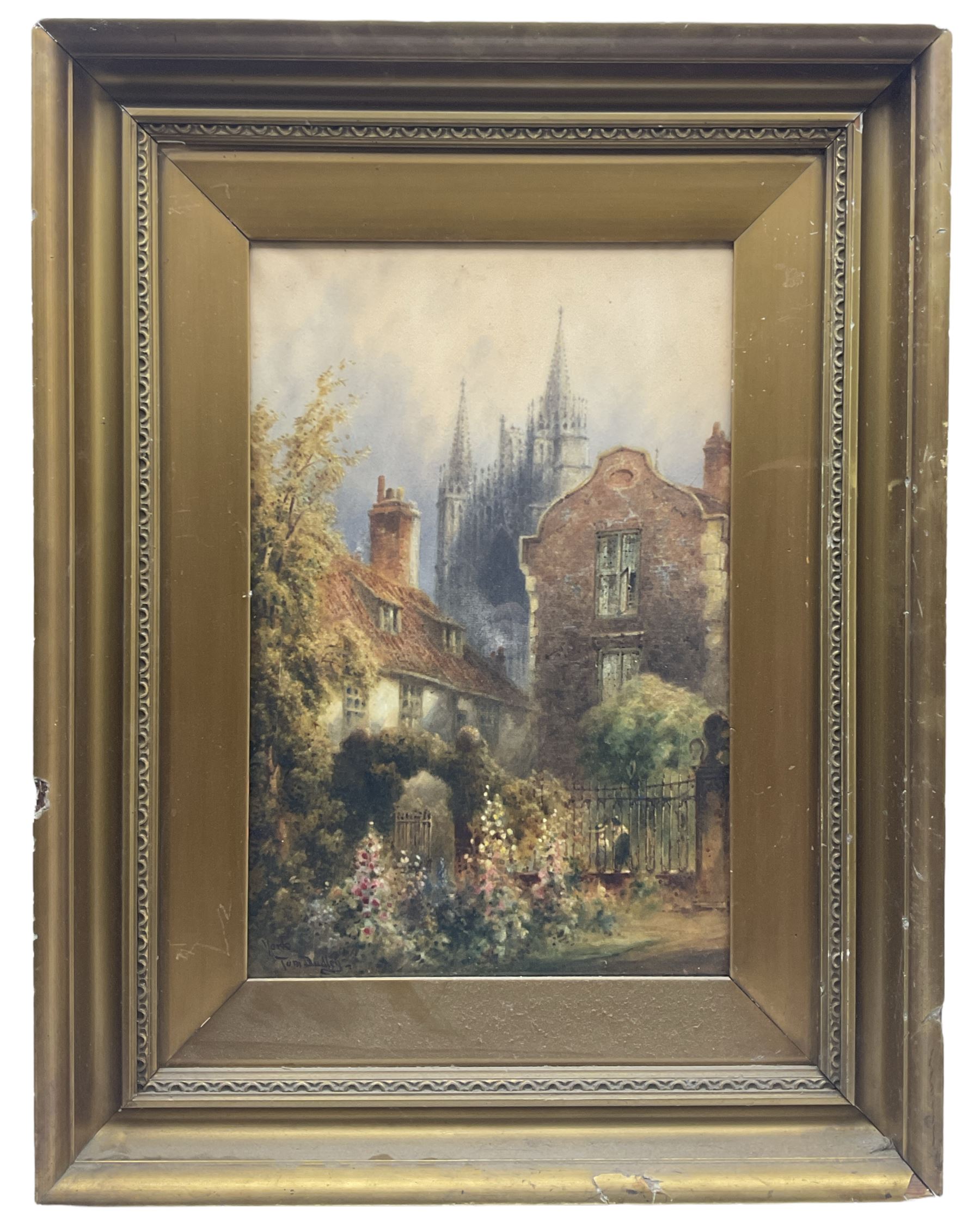 Thomas 'Tom' Dudley (British 1857-1935): The East Side of York Minster, watercolour signed, labelled verso 45cm x 30cm