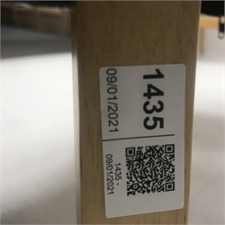 Beevers beech framed high seat armchair, upholstered in a seep buttoned beige fabric, W68cm