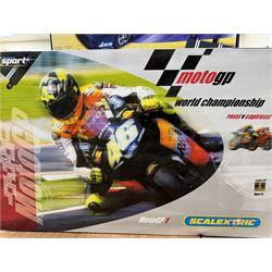 Quantity of Scalextric, including various sets; Digital Driver, Nissan Championship, Moto GP1, App Race control set and a collection of track and other accessories as per list