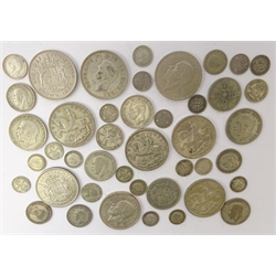  Over 380 grams of pre 1947 Great British silver coins, including six 1935 and three 1937 crowns  