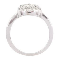 9ct white gold round brilliant cut diamond cluster ring, hallmarked, total diamond weight approx 0.40 carat