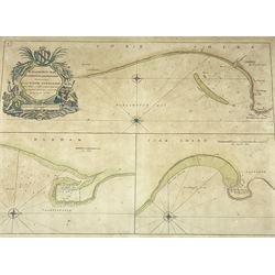 Capt. Greenvile Collins (British 1643-1694): 'Burlington Bay, Scarbrough & Hartlepoole', 17th cent. hand coloured engraved sea chart/map of Bridlington Bay and Scarborough, dedicated to Captain Ralph Sanderson 47cm x 59cm