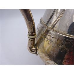 French silver coffee pot, of tapering bellied form, with engraved foliate and scrolling decoration and monogram to body, with C scroll handle with ivory insulators, upon four openwork palm leaf pad feet, Minerva's head for 800 standard and weevil import mark, H22cm This item has been registered for sale under Section 10 of the APHA Ivory Act