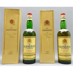 Glenlivet Unblended All Malt Scotch Whisky, 12 Years old, 262/3fl, 75.7cl, 70 proof, in cartons, 2 bottles   