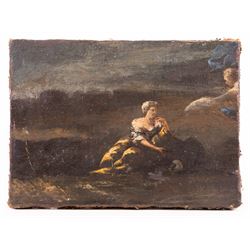 Italian School (18th century): Europa and the Bull, oil on unlined canvas unsigned 13cm x 17.5cm