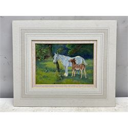 Attrib. Lucy Elizabeth Kemp-Welch (Britsih 1869-1958): Ponies in the Orchard, watercolour unsigned 12cm x 17cm (mounted)