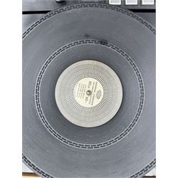 Thorens TD 126 MKII turntable record deck with SME tonearm, within teak case, together with a pair of Mordaunt-Short MS235 speakers, speakers H53cm