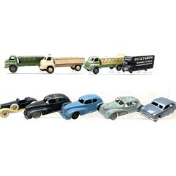 Various Makers - fourteen unboxed and playworn early die-cast models comprising seven by Kemlow/Automec including Pickfords Removal van, two grit spreaders and open back lorry; Buccaneer Bentley open top tourer; Betal friction-drive car and another; two Kembo cars; Lemeco Ford 1950 Sedan; and incomplete Lemeco Bristol 1939 tourer for assembly (14)