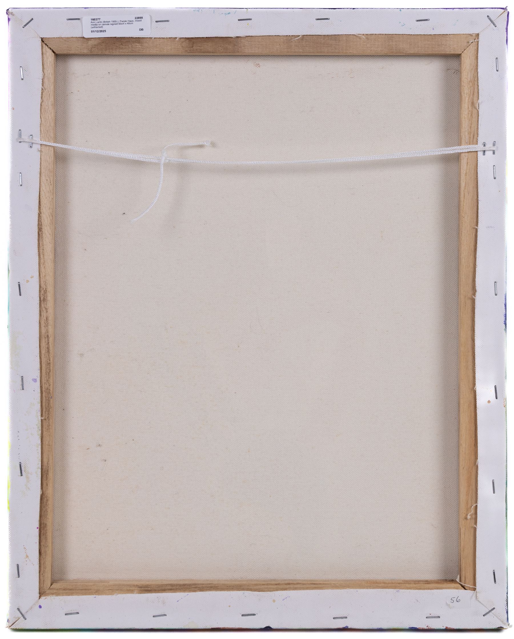 Ann Lamb (British 1955-): Purple Haze, mixed media on canvas signed 50cm x 40cm (unframed)