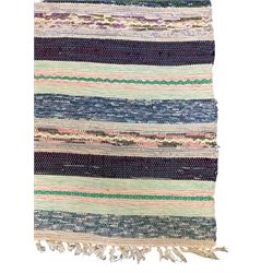 Striped cotton rag runner rug, in blue and purple shades 