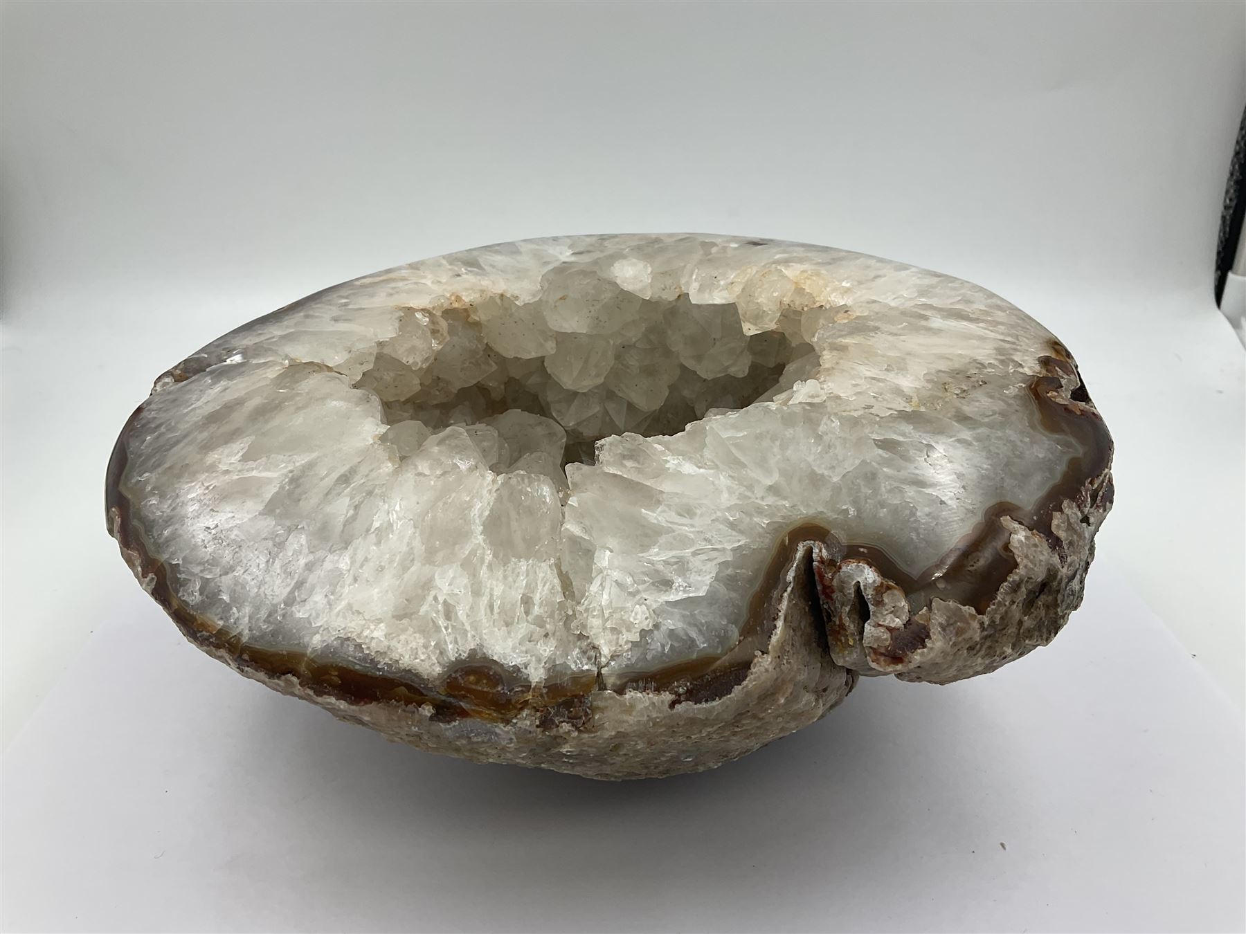 Amethyst crystal geode cluster, with well-defined crystals of various sizes, L22cm