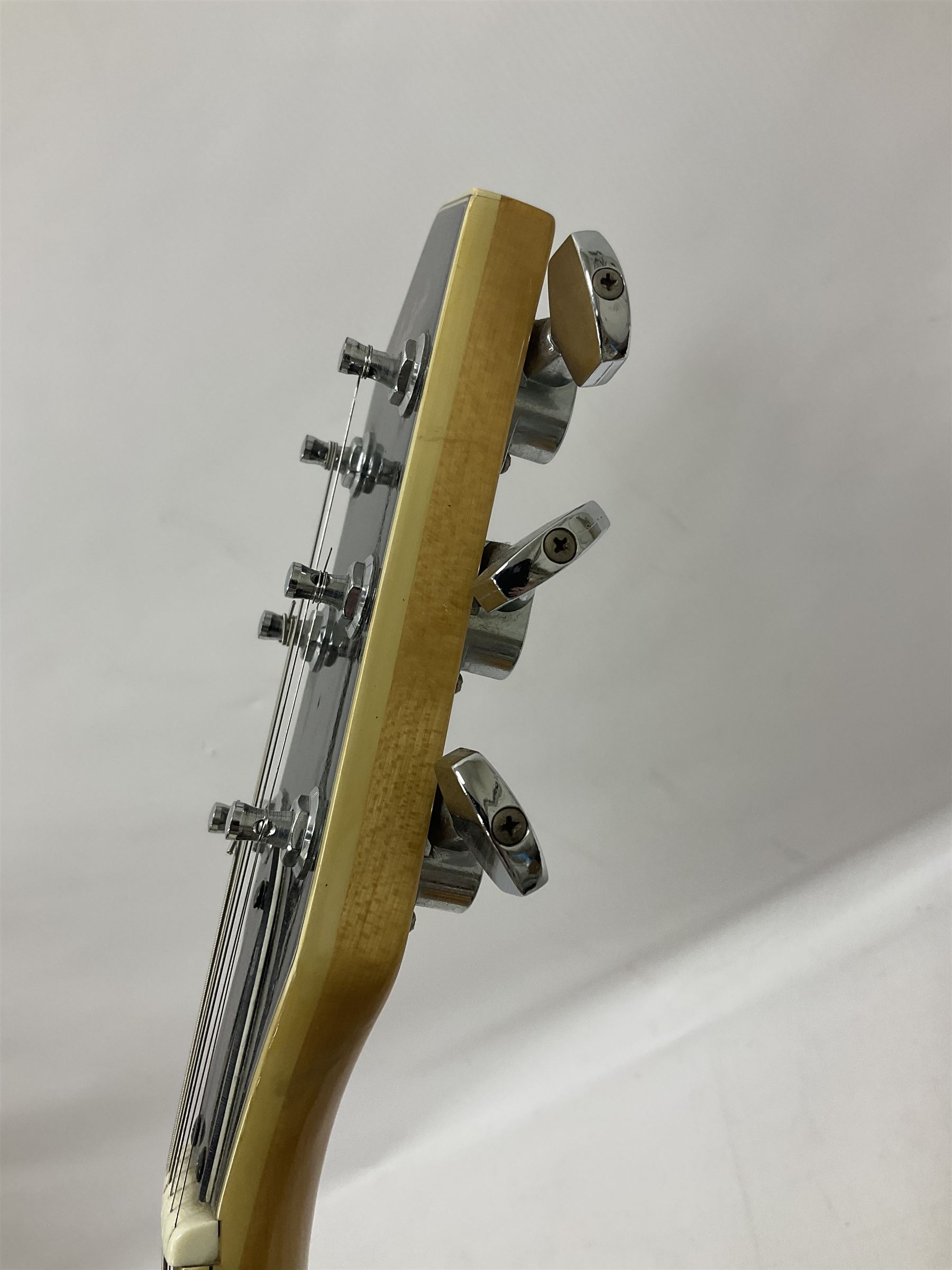 1980s Korean Antoria Jazzstar hollow body electric guitar, in blonde finish with inlaid fretboard, model no E G794, L109cm