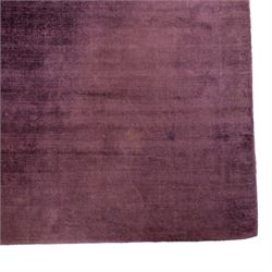 Jacaranda - 'Satara' damson coloured low pile hand woven rug, tencel yarn with cotton backing 