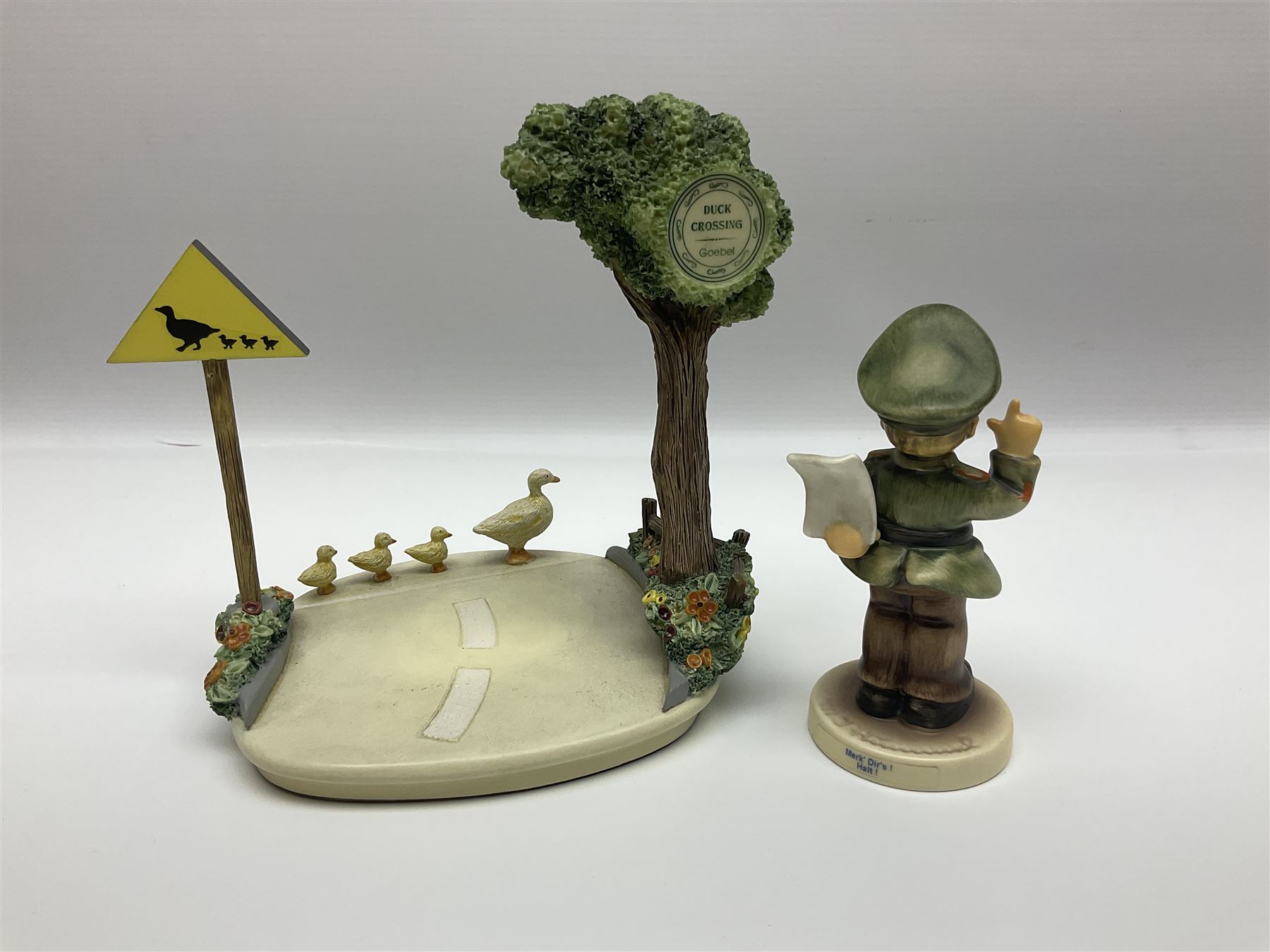 Nine Hummelscapes by Goebel, to include Bavarian Bire Garten, Cuck Crossing, Fisherman's Feast, Strudel Haus etc, each with associated Hummel figures, tallest H14cm 