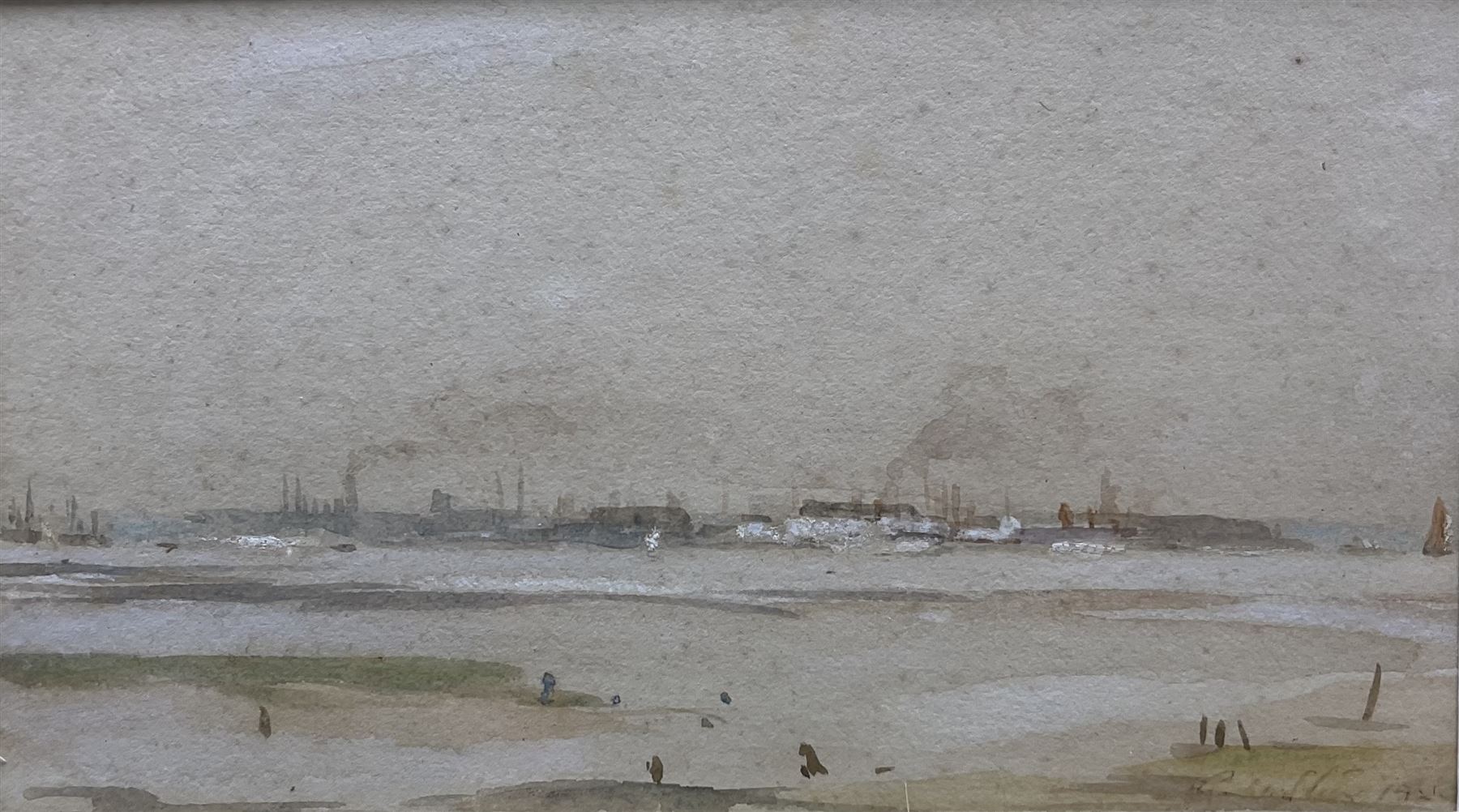 Philip Wilson Steer OM RA (British 1860-1942): 'Southampton Water', watercolour signed and dated 1921, inscribed and with original titled label verso 12.5cm x 22.5cm 