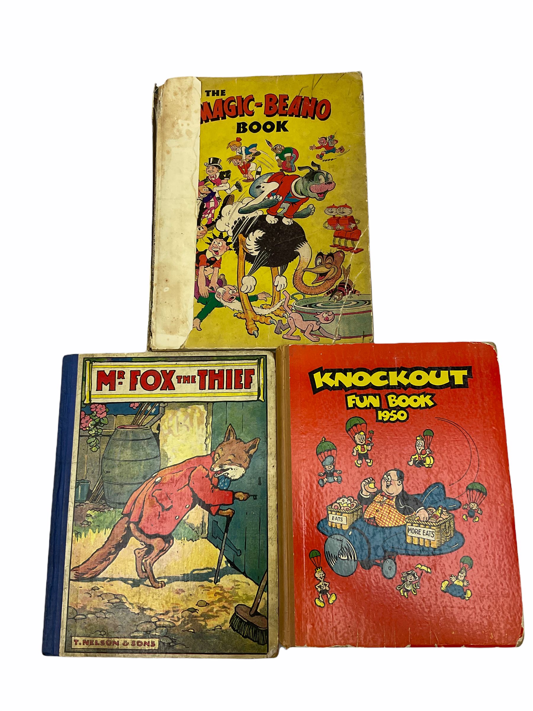 Thirteen illustrated children's books 1930s -1950s including The Magic-Beano Book 1945, Walt Disney's Pluto's Play-Time, Mr. Fox The Thief etc (13)