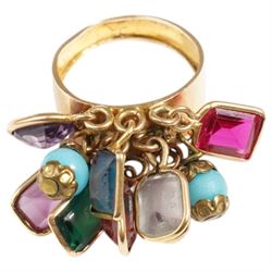 18ct gold synthetic stone multicoloured stone set ring