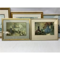 After Sir William Russell Flint (Scottish 1880-1969): 'Negro Dancers – Victoria Ora and Serafina' and 'Basket Makers', pair colour prints together with 7 others after the same hand max 24cm x 35cm (9)