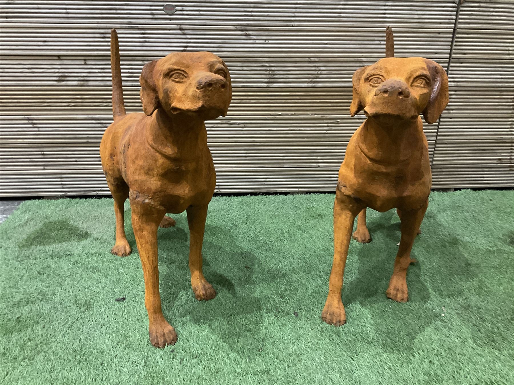 Pair of heavy cast iron garden Hunting dogs - THIS LOT IS TO BE COLLECTED BY APPOINTMENT FROM DUGGLEBY STORAGE, GREAT HILL, EASTFIELD, SCARBOROUGH, YO11 3TX