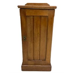 Edwardian ash bedside cabinet, single plank door