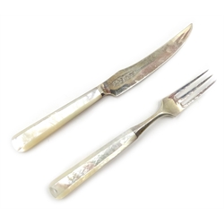  Set of eight silver and mother of pearl hors d'oeuvres knives and forks by Reid & Sons Ltd, Sheffield 1939 cased  