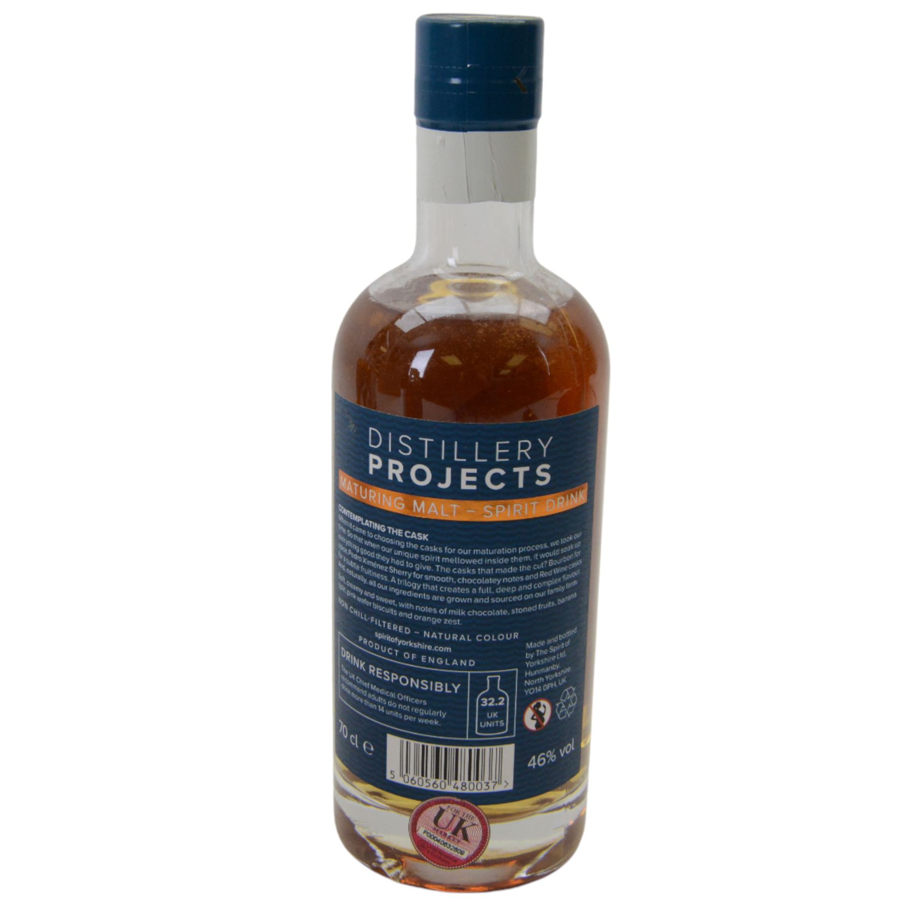Spirit of Yorkshire Distillery, distillery projects maturing malts, full set of six, projects 001-004 70cl 46% vol and project 005, 006 50cl 46% vol