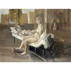Walter Goodin (British 1907-1992): Female Nude Study, oil on board signed 65cm x 89cm (unframed)