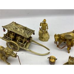 Collection of Japanese celluloid figures, including Rickshaw groups, fishing scene, oxen etc 