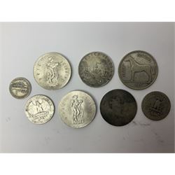World coins including two Ireland 1966 scillings, Italy five-hundred lire, United States of America 1943 Liberty dime etc