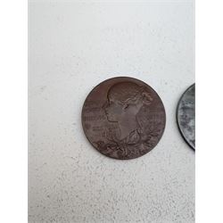 Two Queen Victoria 1887 Diamond Jubilee official Royal Mint issue large commemorative medals, one in silver, one in bronze