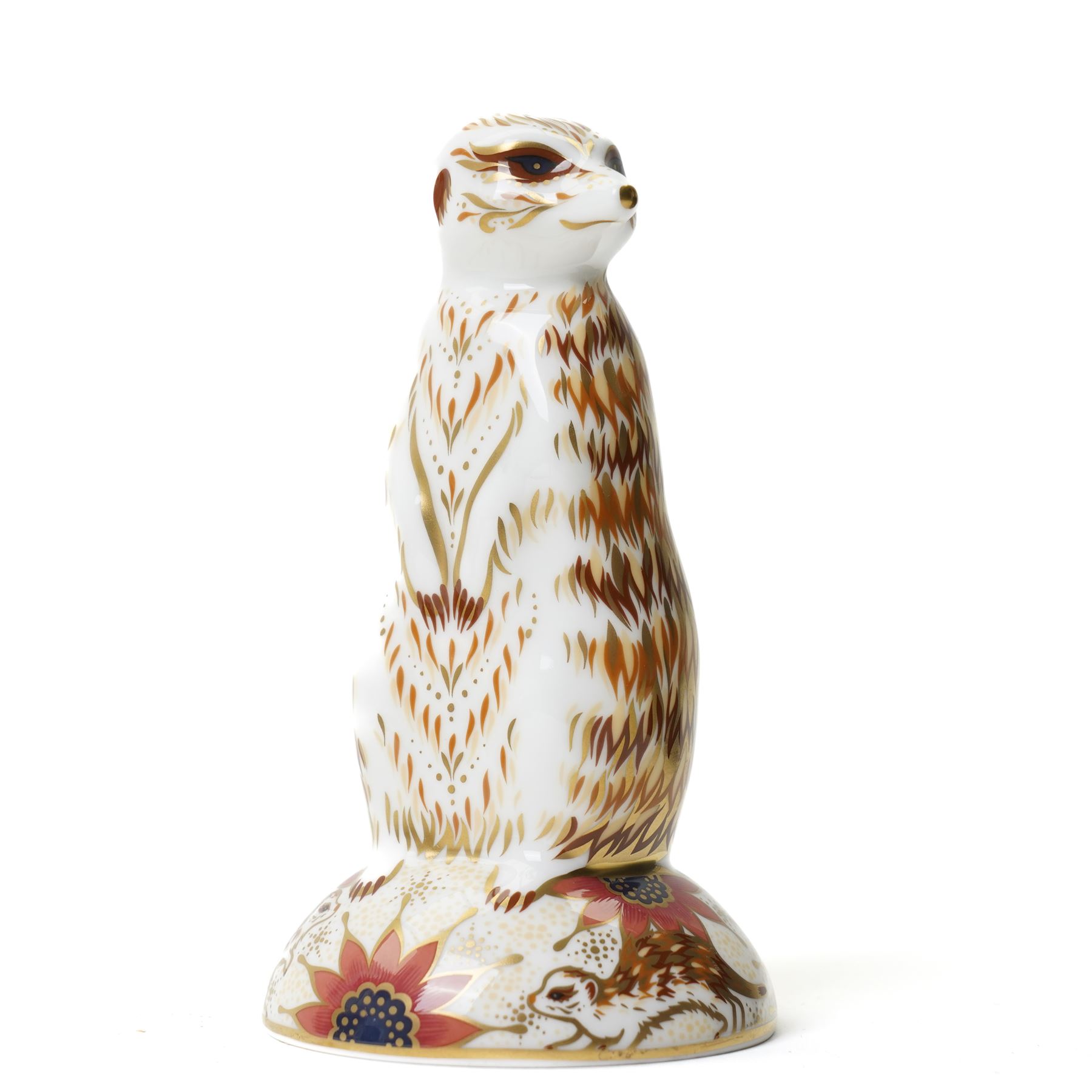 Four Royal Crown Derby paperweights, comprising Meerkat with gold stopper, two Brown Pelicans with gold stoppers, and one Cheetah Cub with gold stopper (4)
