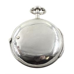 18th century silver pair cased verge fusee pocket watch for the Turkish market by Markwick Markham (London ca.1725-1805), square baluster pillars, pierced and engraved balance cock, white enamel dial with Turkish numerals