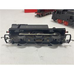 Hornby/Tri-Ang ‘00’ gauge - nine locomotives to include Britannia Class ‘Britannia’ 4-6-2 no.70000 in BR green; Class M7 4-4-0 Tank no.30027 in BR black; Princess Class ‘Princess Victoria’ 4-6-2 no.46205 in BR black; in original boxes; further loose models Princess Class ‘Princess Elizabeth’ 4-6-2 no.46201 in BR green; Class 3F 0-6-0 tank no.7606 in LMS crimson; TR double ended diesel locomotive; three further tank locomotives and one loose tender (10) 