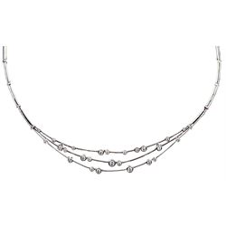 18ct white gold three row diamond necklace, twenty-five bezel set round brilliant cut diamonds, total weight 1.20 carat, hallmarked, retailed by Guest & Philips, boxed with insurance certificate 