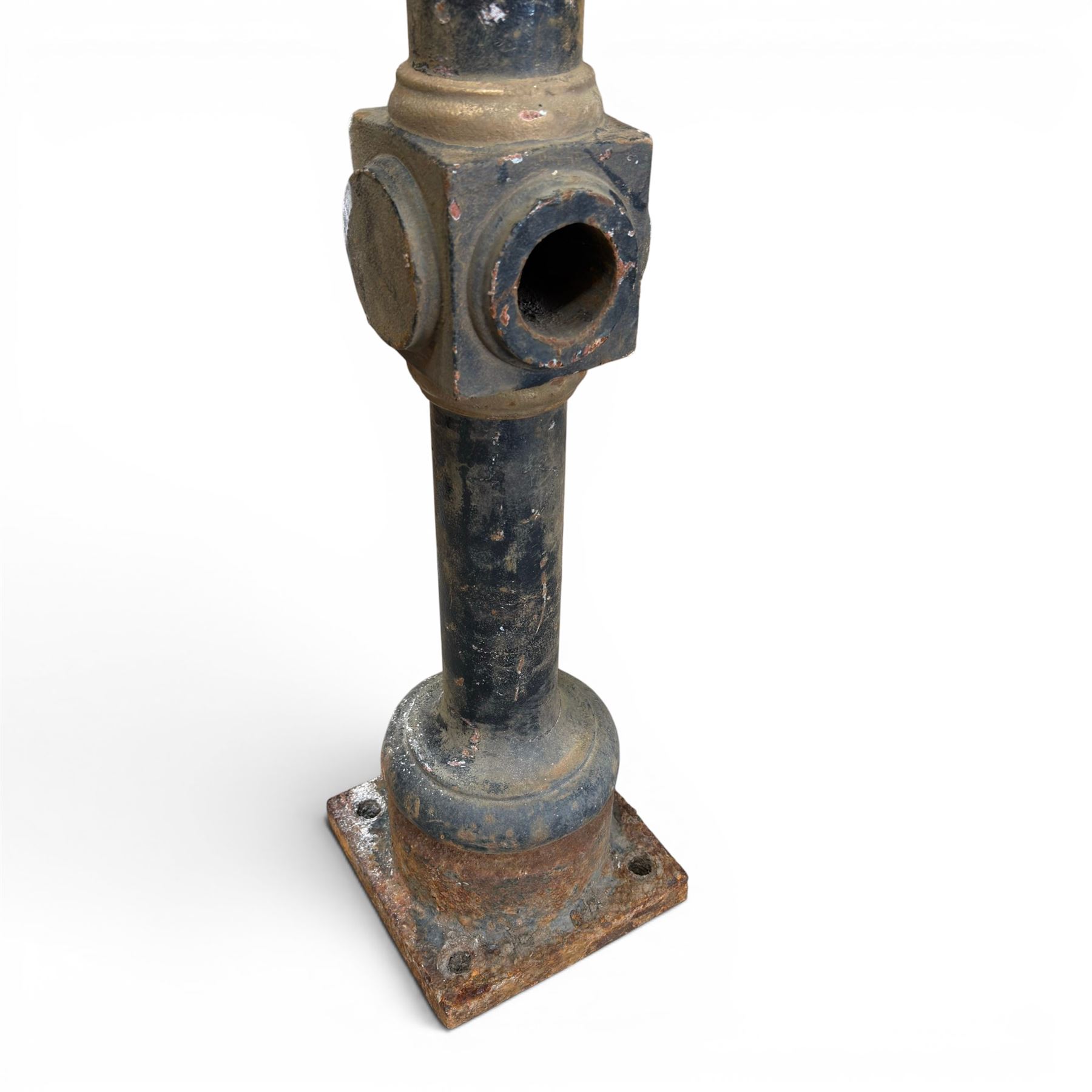 Pair of Victorian design painted heavy cast iron bollards or railing columns