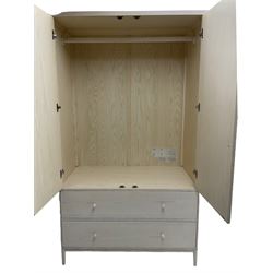 Ercol - 'Salina' wardrobe enclosed by two doors, fitted with two long drawers