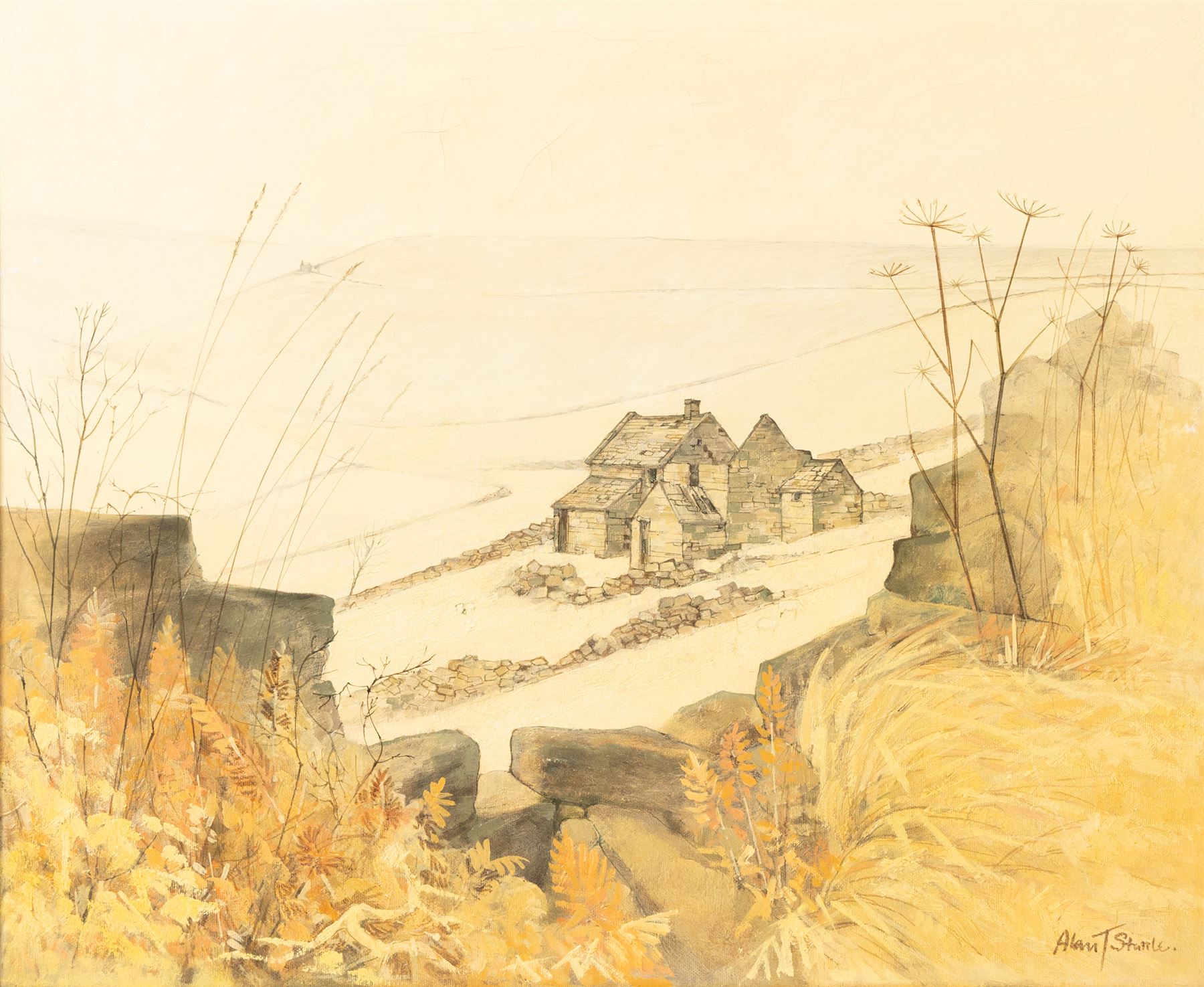 Alan Stuttle (Scarborough 1939-): 'Yorkshire Landscape', oil on canvas signed, titled and dated 1974 verso 50cm x 60cm