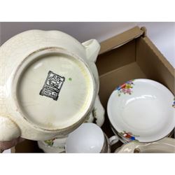 Shelley bowl, TG Green measuring jug, Villeroy & Boch sauce boat and stand, Burleigh Asiatic Pheasants plum cow creamer, cylindrical vase, mugs, bowls, jug etc, Spode 'Full Cry' The Hunt plate, Spode Ladybird mugs, Portmeirion, Meakin, Carlton China, teawares, ceramics etc