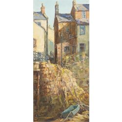 Barry Arthur Peckham ROI SEA RSMA (British 1945-): 'The Alleyway Staithes', oil on board s...