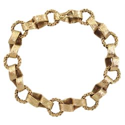 9ct rose gold fancy link bracelet, London 1979