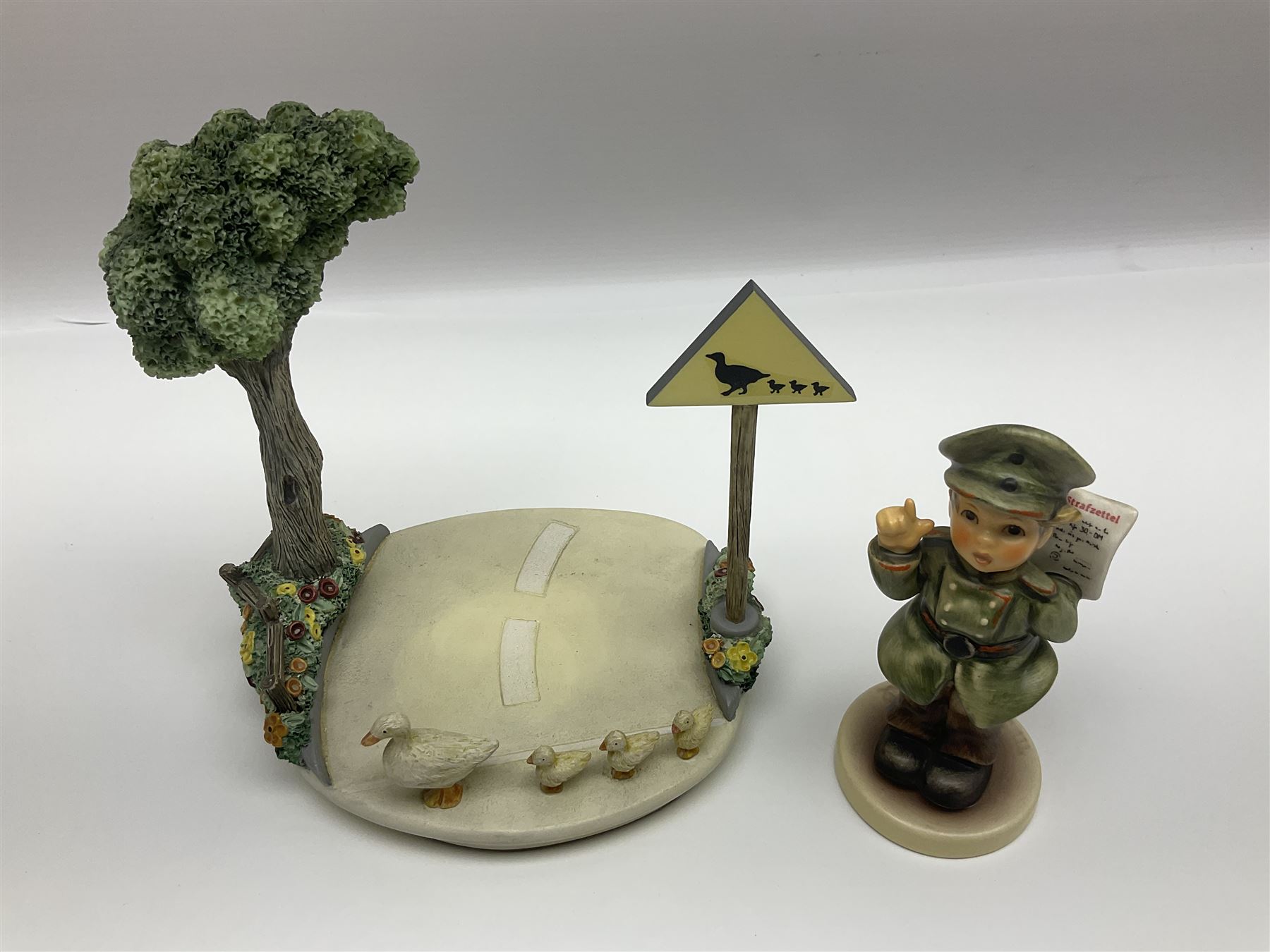 Nine Hummelscapes by Goebel, to include Bavarian Bire Garten, Cuck Crossing, Fisherman's Feast, Strudel Haus etc, each with associated Hummel figures, tallest H14cm 