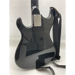 Encore black electric cut-away guitar L96cm; and Spanish Victor Garcia model 187 acoustic guitar, bears label dated 1972 L99cm; each in soft carrying case (2)