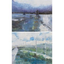 Grahame Tebbutt (British Contemporary): Towards the Sea, pair oils on board signed 18cm x 23cm (2)